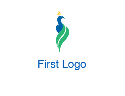 peacock with a swoosh tail icon