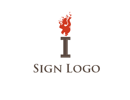 letter I with flames logos