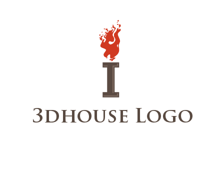 letter I with flames logos