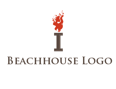 letter I with flames logos