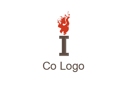 letter I with flames logos