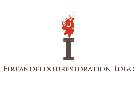 letter I with flames logos
