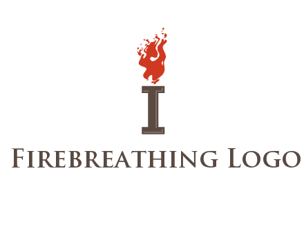letter I with flames logos