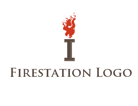 letter I with flames logos
