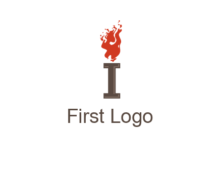 letter I with flames logos