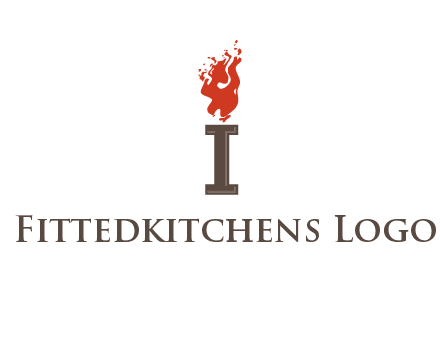 letter I with flames logos