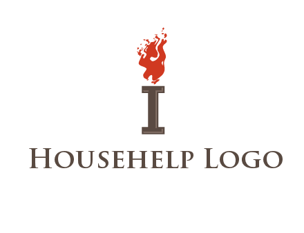 letter I with flames logos