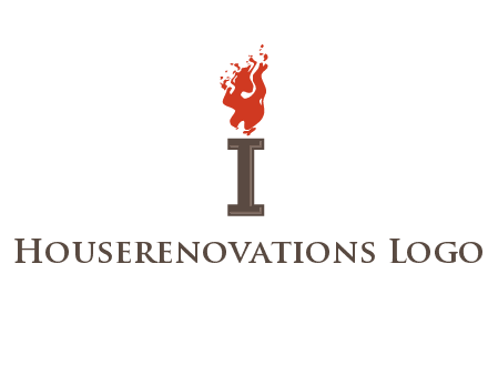 letter I with flames logos
