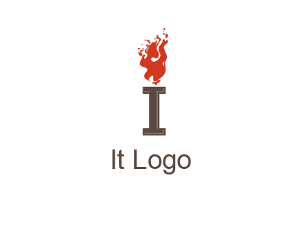 letter I with flames logos