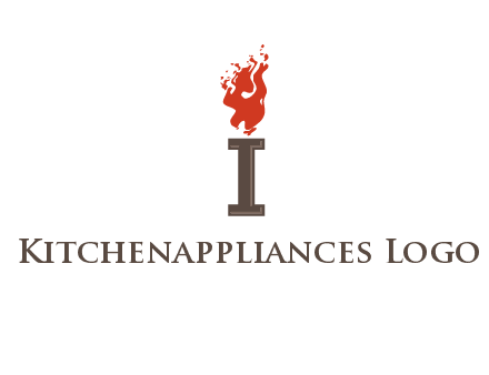 letter I with flames logos