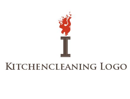 letter I with flames logos