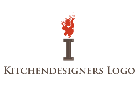 letter I with flames logos