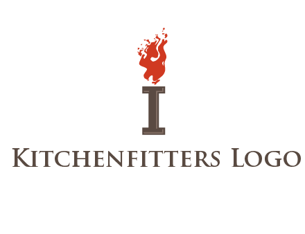 letter I with flames logos