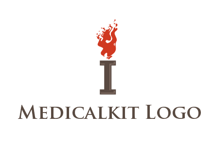 letter I with flames logos