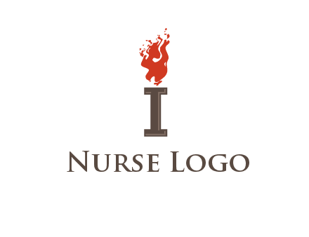 letter I with flames logos