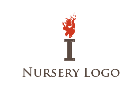 letter I with flames logos