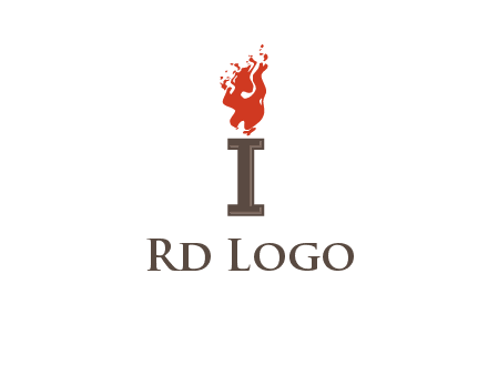 letter I with flames logos