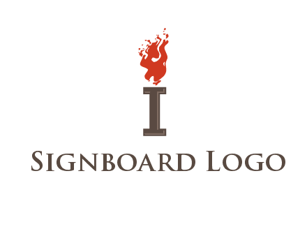 letter I with flames logos