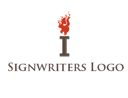 letter I with flames logos