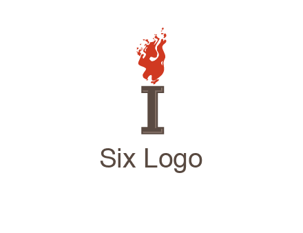 letter I with flames logos