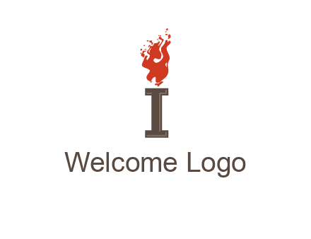 letter I with flames logos