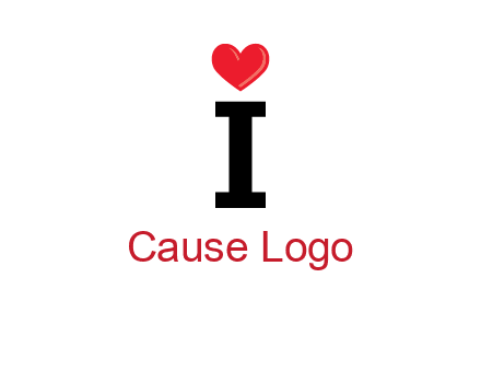 Letter I with heart 