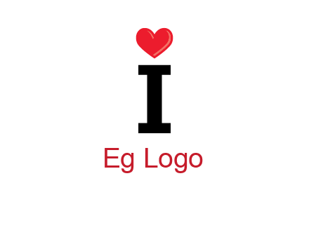 Letter I with heart 