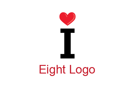 Letter I with heart 