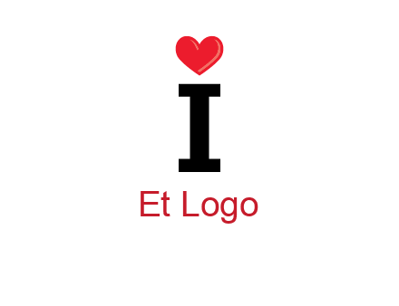 Letter I with heart 