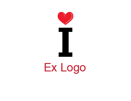 Letter I with heart 