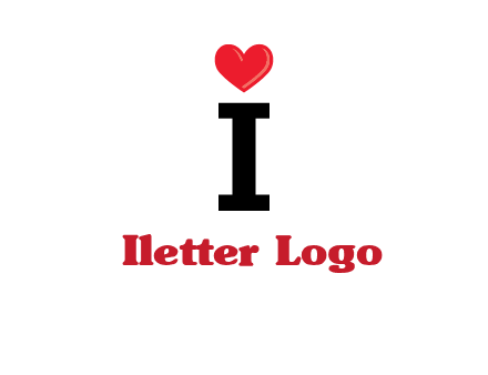 Letter I with heart 