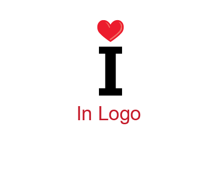 Letter I with heart 