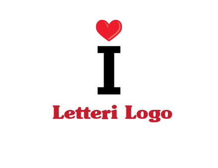 Letter I with heart 