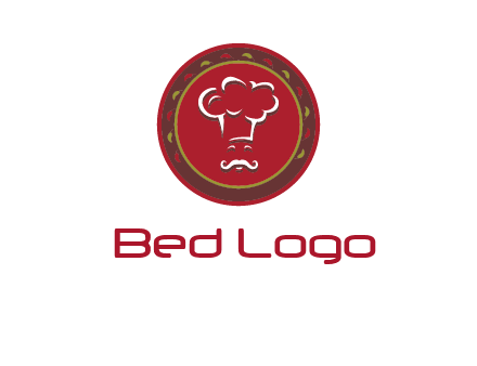 chef with hat in circle with pattern ring restaurant logo