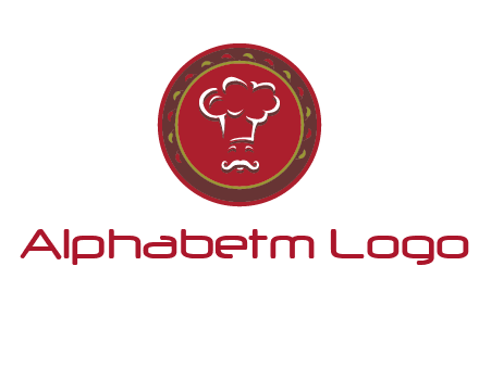 chef with hat in circle with pattern ring restaurant logo