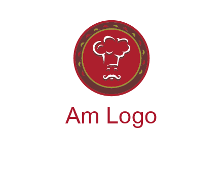 chef with hat in circle with pattern ring restaurant logo