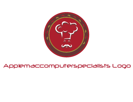 chef with hat in circle with pattern ring restaurant logo