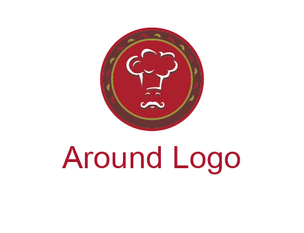 chef with hat in circle with pattern ring restaurant logo