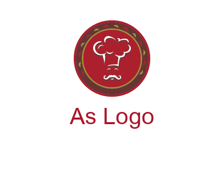 chef with hat in circle with pattern ring restaurant logo