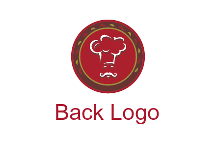 chef with hat in circle with pattern ring restaurant logo