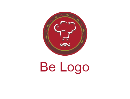 chef with hat in circle with pattern ring restaurant logo