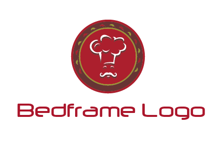 chef with hat in circle with pattern ring restaurant logo