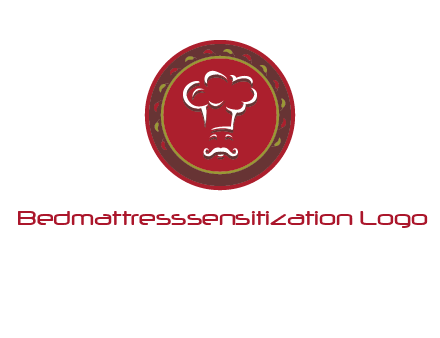 chef with hat in circle with pattern ring restaurant logo