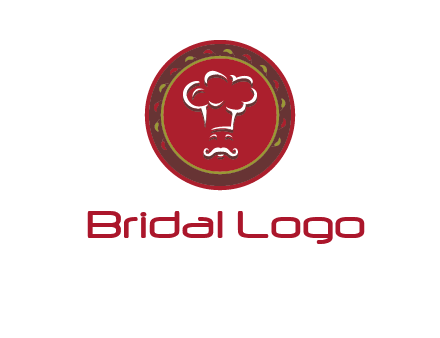 chef with hat in circle with pattern ring restaurant logo