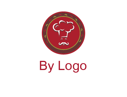 chef with hat in circle with pattern ring restaurant logo