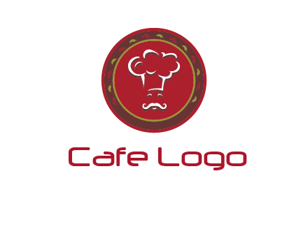chef with hat in circle with pattern ring restaurant logo