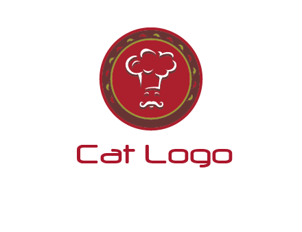 chef with hat in circle with pattern ring restaurant logo