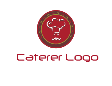 chef with hat in circle with pattern ring restaurant logo