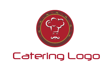 chef with hat in circle with pattern ring restaurant logo