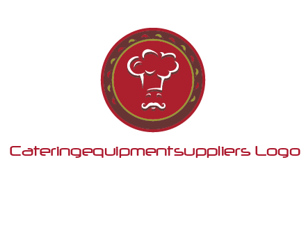 chef with hat in circle with pattern ring restaurant logo